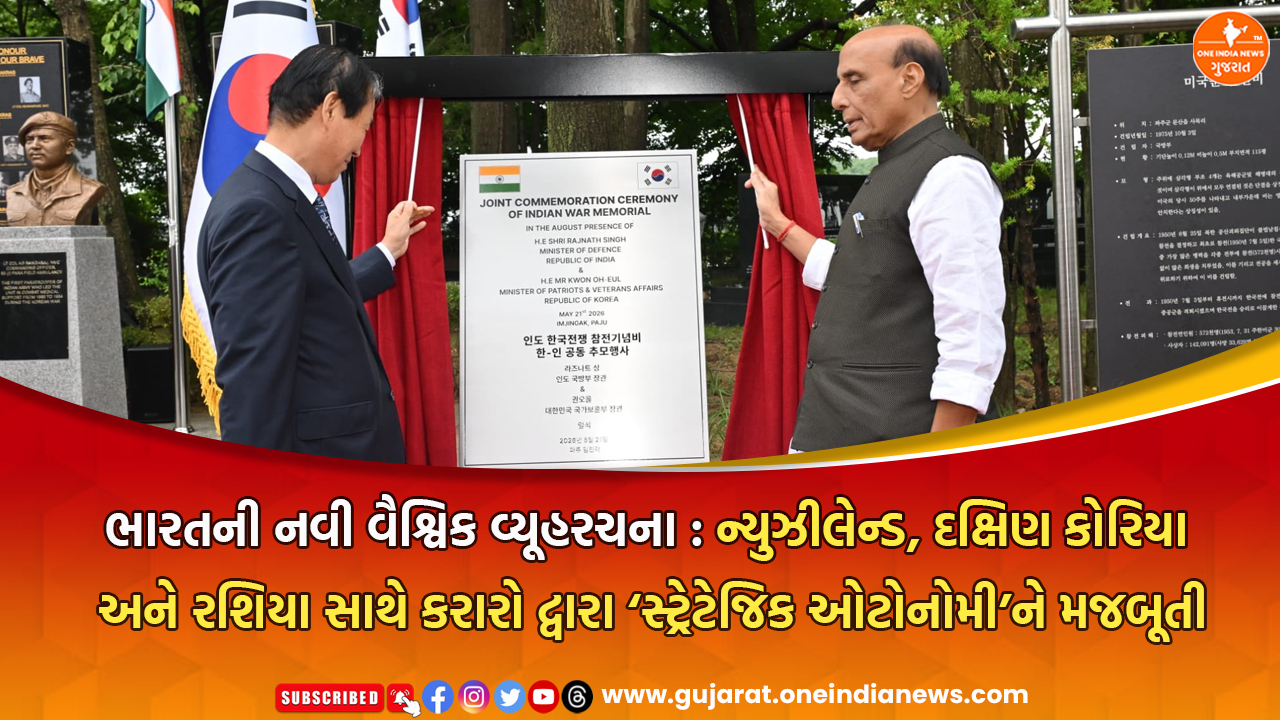 ભારતની નવી વૈશ્વિક વ્યૂહરચના : ન્યુઝીલેન્ડ, દક્ષિણ કોરિયા અને રશિયા સાથે કરારો દ્વારા ‘સ્ટ્રેટેજિક ઓટોનોમી’ને મજબૂતી