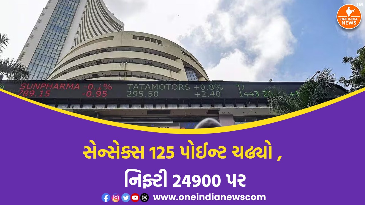 સેન્સેક્સ 125 પોઈન્ટ ચઢ્યો , નિફ્ટી 24900 પર